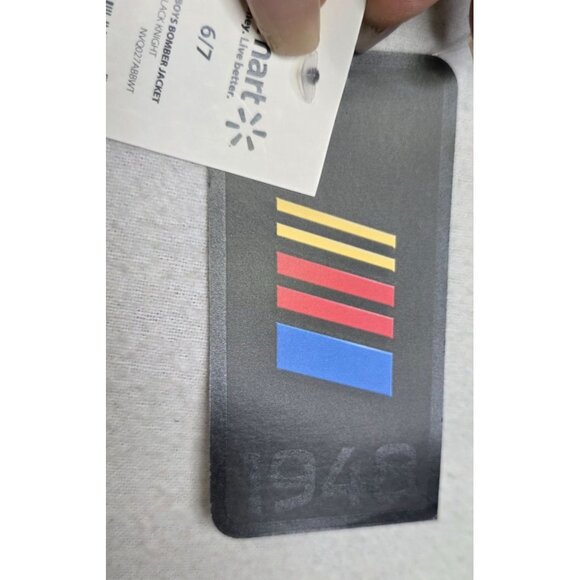 Nascar Boys Bomber Jacket Size 6/7 Black Checkered Racing New - Picture 5 of 7